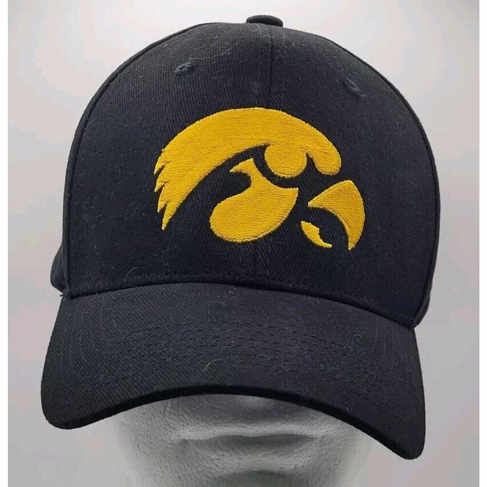 Embroidered Logo IOWA HAWKEYES‎ Black Hat Cap CAPTIVATING HEADGEAR Strapback